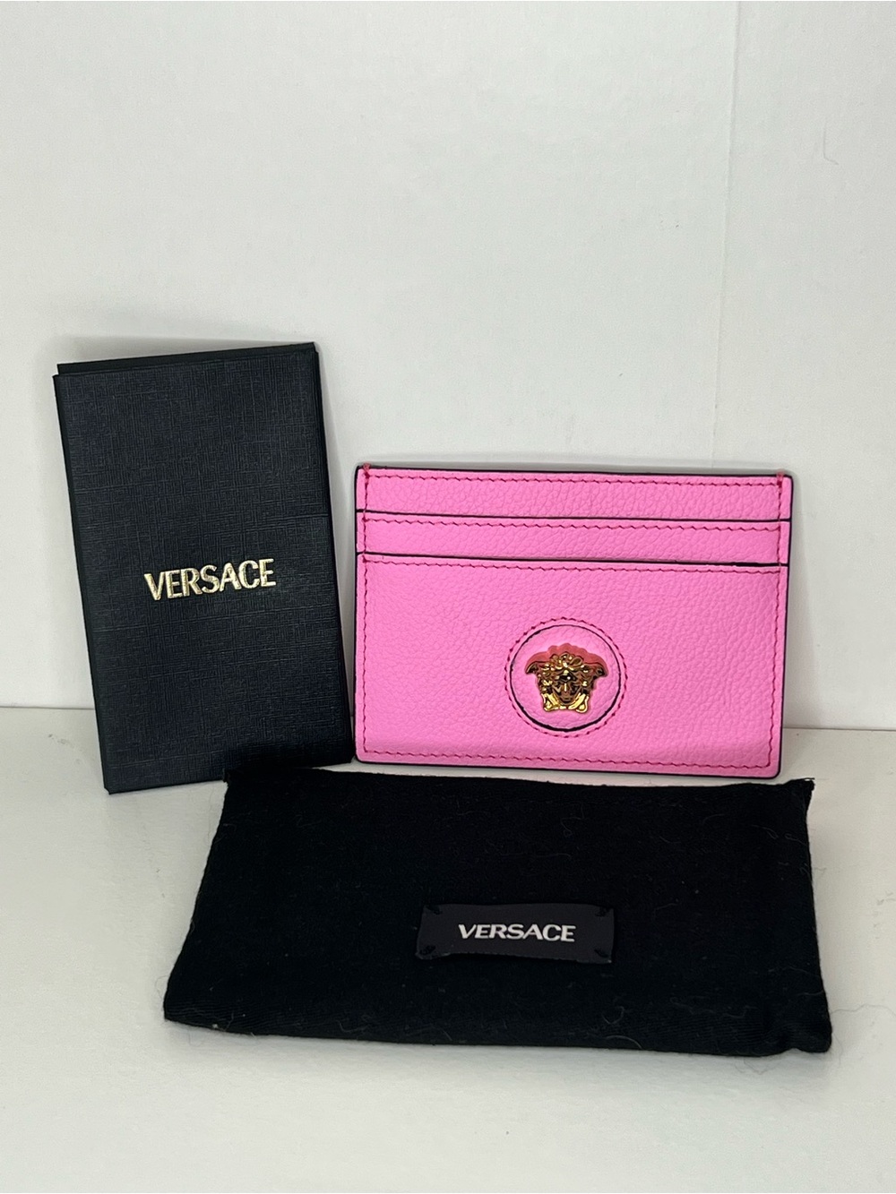 Versace Hot Pink Leather Medusa Card Case